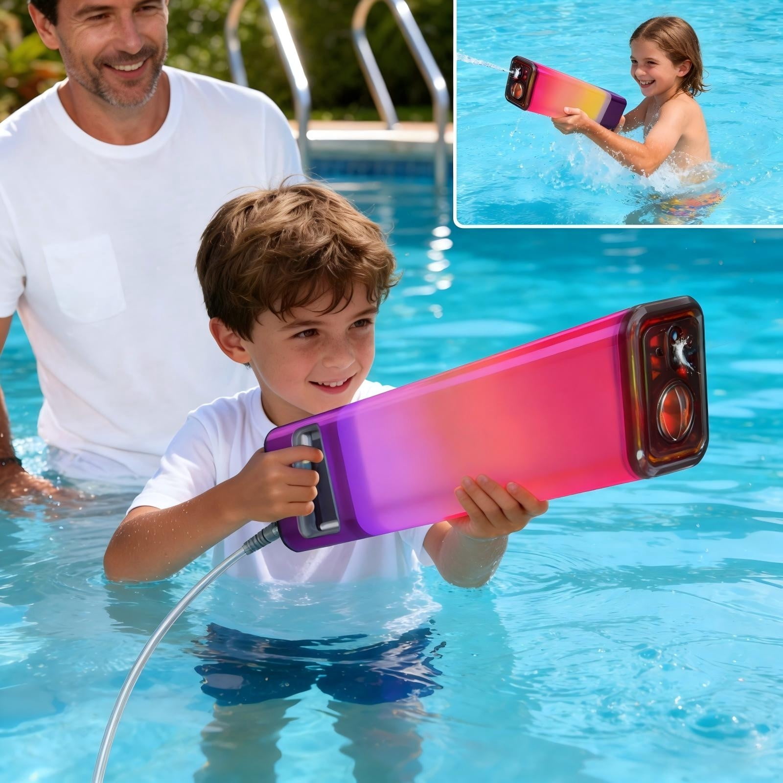 syligr Electric Water Blaster Toy, Automatic Continuous Shooting, Flashing LED Lights & Dynamic Sound Effects, Cool Color Changing Outdoor Water Blaster, Large Capacity Summer Pool Beach Water Toy
