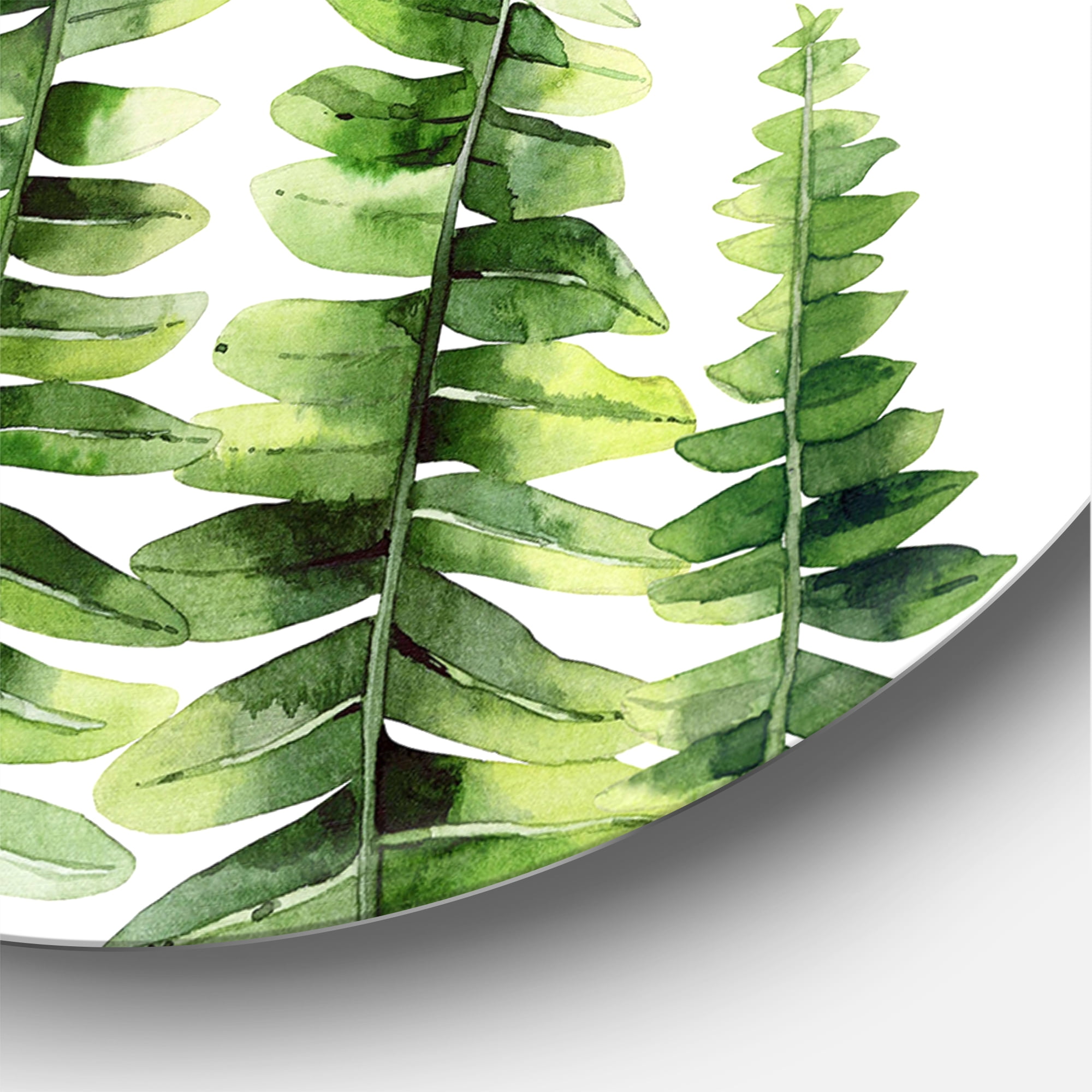 Designart 'Fern Plant Leaves Detail II' Farmhouse Circle Metal Wall Art 36x36 - Disc of 36