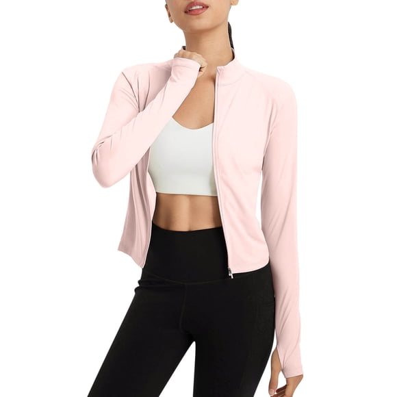 Mlzmgr Athletic Yoga Jackets for Women Long Sleeve Quick Drying Sports Gym Womens Cropped Jackets