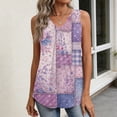 thumbnail image 5 of Iaqnaocc Womens Tank Tops 2026 Summer Sleeveless Loose Fit Geometric Print Pleated Tunic Casual Basic V-Neck Womens Tops Trendy Clothes Light Purple XL, 5 of 6