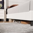 thumbnail image 3 of King Size Bed Frame, Velvet Upholstered Platform Bedframe with Wingback Headboard, No Box Spring Needed, Wood Slats, Easy Assembly, White, 3 of 7