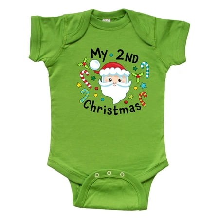 

Inktastic My Second Christmas Santa with Candy Canes Gift Baby Boy or Baby Girl Bodysuit