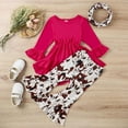 thumbnail image 3 of URMAGIC Toddler Baby Girl Clothes Long Sleeve Cow Print Outfit T-Shirt + Flare Pants Bell-Bottom Tie Dye Leggings Set 9M-4T, 3 of 10