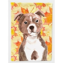 Red Staffie Bull Terrier Fall Flag Garden Size