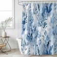 thumbnail image 4 of Blue Botanical Art Bathroom Shower Curtains with 12 Hooks Polyester Waterproof Shower Curtain for Stalls and Bathtubs Modern Pastoral Watercolor Leaf Decorative Bathroom Privacy Curtain 36x72 Inches, 4 of 8