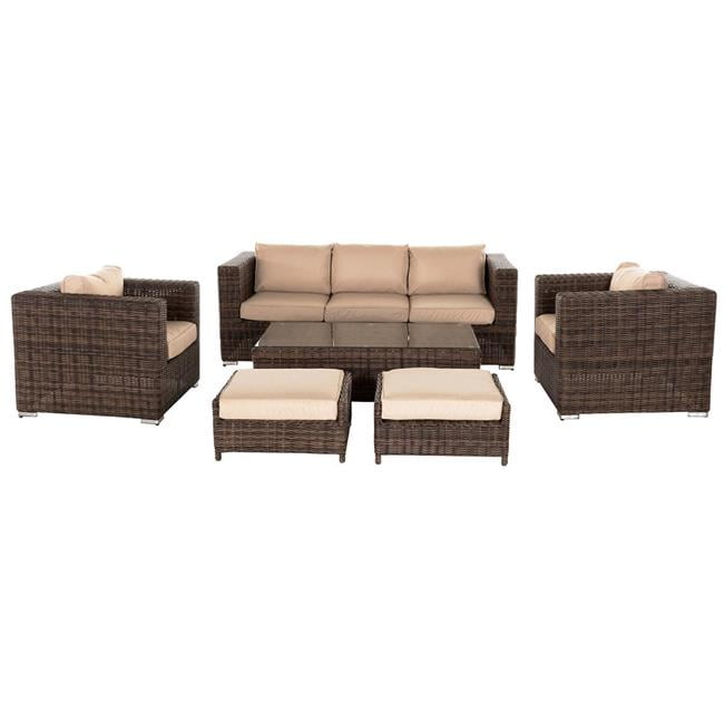 Stellahome 5001a 3tf 6 Piece Outdoor Furniture Patio Sofa Couch 44 Brown 21 5 X 24 25 X 11 2 In Walmart Com Walmart Com
