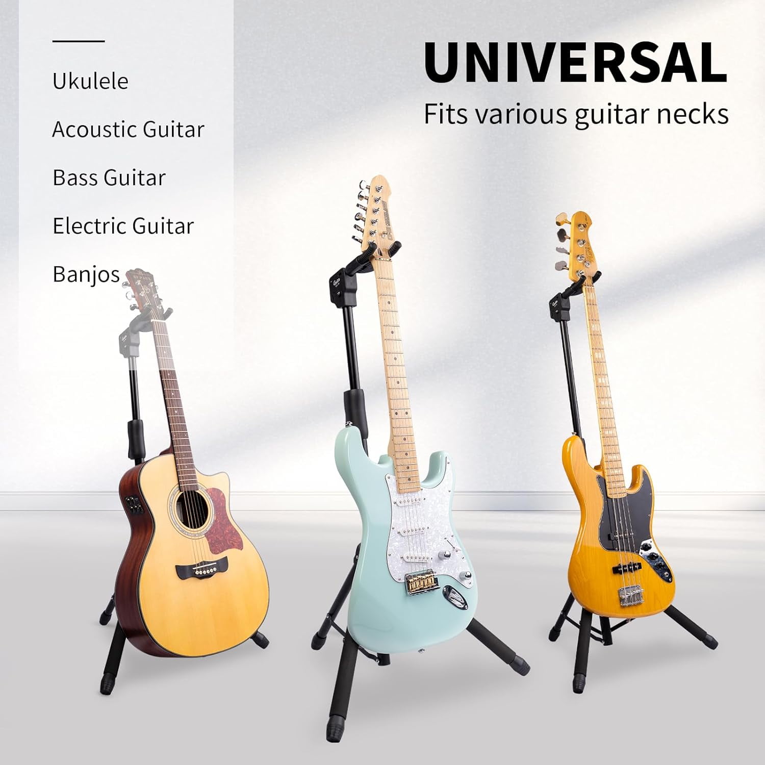 Guitar Stand - Heavy Duty Auto-Lock, Adjustable & Foldable for Acoustic/Electric/Bass (33lbs Capacity), Non-Slip Base, Anti-Rust - Portable for Stage/Travel/Studio GGS-06