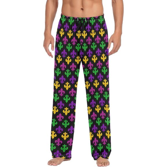 GZHJMY Mardi Gras Pajama Pants for Men, Lounge Pants Lightweight Men Pajama Bottoms with Drawstring Pockets, Christmas New Year Birthday Gifts, Medium