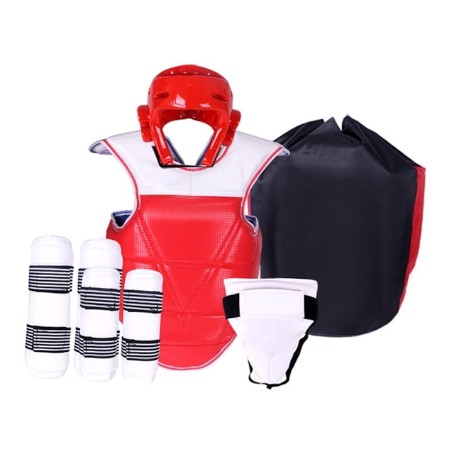 Conjunto de equipo de protección de Taekwondo para hombre, protector de pecho, conjunto de uniforme de Taekwondo rojo para XL