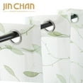thumbnail image 4 of 2 PC Voile Embroidered Floral Leaf Sheer Curtains for Living Room Grommet Drapes, 4 of 16