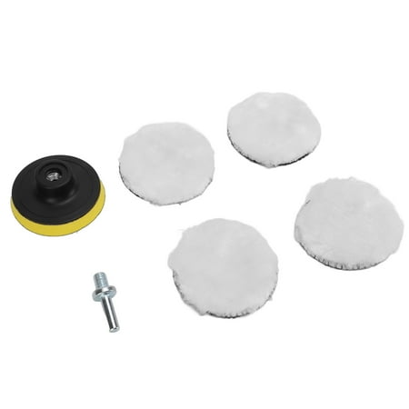 M Buder 6pcs 3 in / 76.2 mm Imitation Wool Polishing Pad Kit with 5/8 in Drill Adapter Buffing Pads for Car Buffer Polisher Detail Sanding