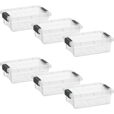 Storage Bins with Lids- 6 Pack, 1.27 Qt Clear Boxes for Organizing, Stackable Plastic Containers- BPA Free, Non-Toxic, Odor Free, Organizer for Home, Office, Dorm