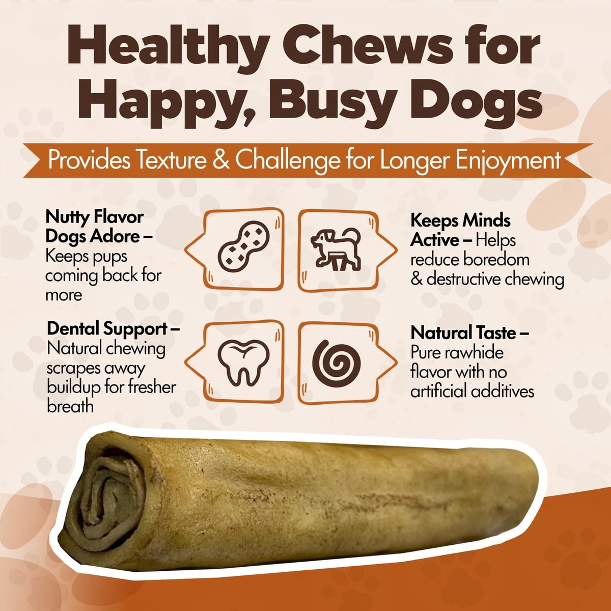 Retriever Rolls 7 to 8-in Peanut Butter Flavor Rawhide Dog Chew Treats, 12 CT