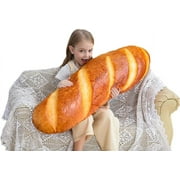 Wepop 24 in 3D Simulation Bread Shape Pillow Soft Lumbar Baguette Back Cushion Funny Food Plush Stuffed Toy 24 Inch (Pack of 1)