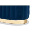 thumbnail image 4 of Baxton Studio Kirana Glam and Luxe Navy Blue Velvet Fabric Upholstered and Gold PU Leather Ottoman, 4 of 5
