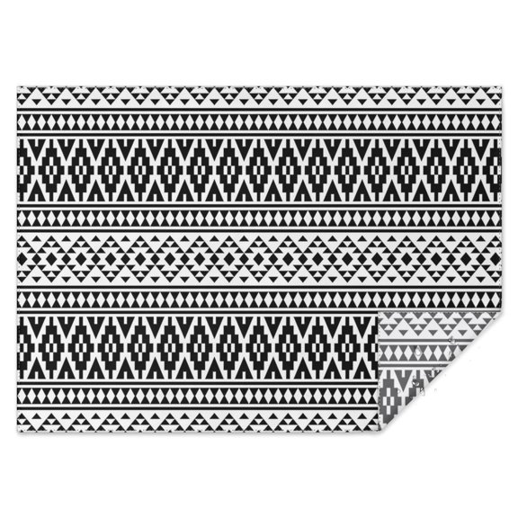 Rectangle Waterproof Tablecloth 60×84 Inch, Black Strip Boho Reusable Indoor/Outdoor Durable Table Cover for Party Kitchen Dinner Room Decor