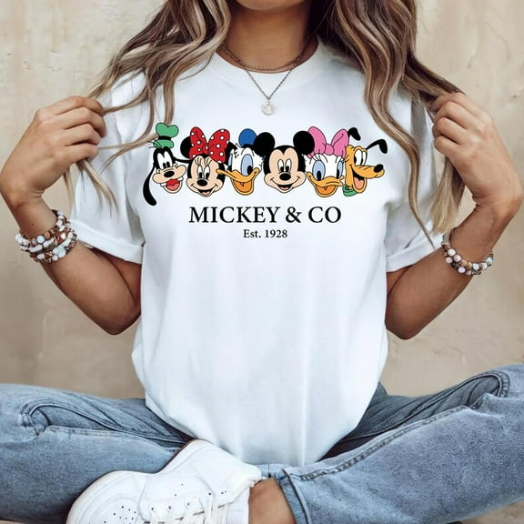 Retro Disney Mickey & Co 1928 Shirt, Family Mickey And Friends Shirt, Mickey And Co, Disneyworld Sweatshirts, Disney Family Matching Shirt