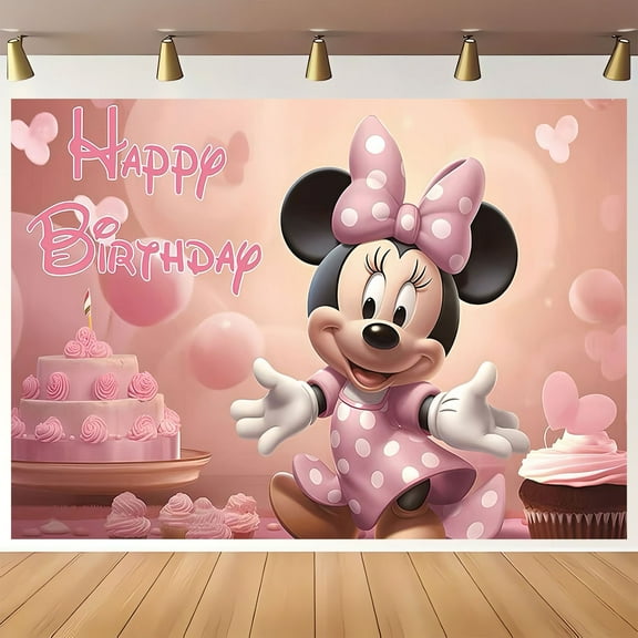 Mickey and Minnie cartoon theme birthday flag Background flag Children's party decoration items Photography photo props 150*100CM