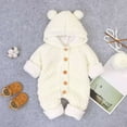 thumbnail image 2 of GZEFJRQM Newborn Baby Bear Outfit Baby Boy Girl Fleece Romper Jumpsuit Toddler Autumn Winter Pluffy Clothes Zipper Hooded Romper Snowsuit Infant Bodysuit, 2 of 4