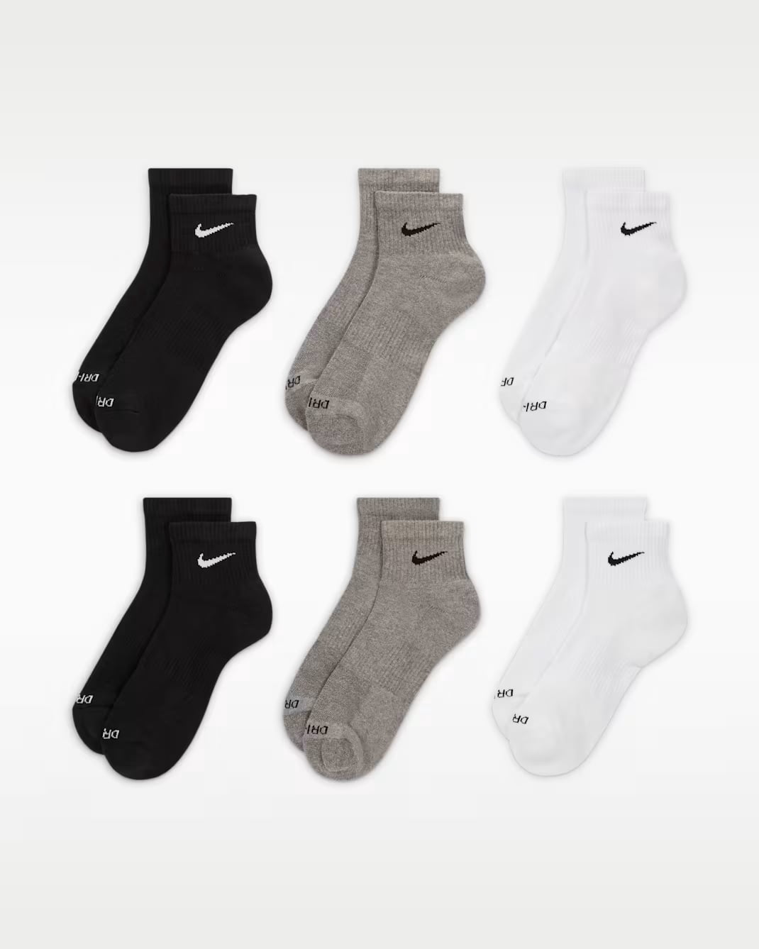 Nike Everyday Plus Cushion Ankle Socks, 6 Pack – Color: Gray Multi / Size: Large, Men 8-12, Women 10-13