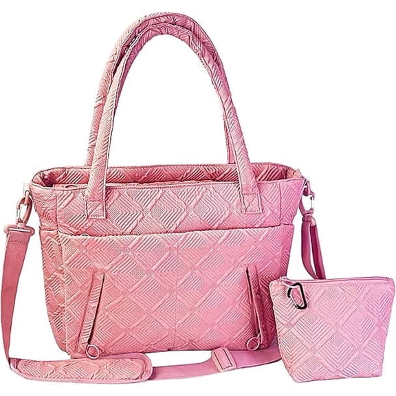 Tote Bag for Women, Lightweight Puffy Tote Bag with Compartments Shoulder Bag Handbag for Travel, Work, Gym | Lightweight, Puffy, Quilted, for Travel, Work