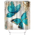 thumbnail image 1 of Cortina de ducha 3D de 180 x 180 cm, impermeable, de poliéster, con diseño de mariposas, efecto 3D, con gancho de plástico en forma de C para bañeras domésticas., 1 of 5