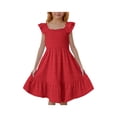 thumbnail image 2 of Grblisyd Girls Dresses Size 10-12 Flutter Double Layer Ruffle Sleeve Summer Solid Color Square Neck Sundress Birthday Party Casual Outfit, 2 of 4