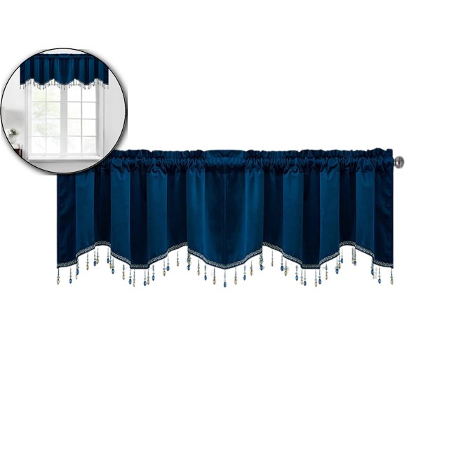 Dvruxg Fringed Window Curtains, Patterned Short Drapes with Tassels – Polyester Rod Pocket Panels for Kitchen, Bathroom, Living Room – Stylish Modern Home Decor