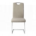 thumbnail image 2 of 2-Piece Modern Chrome Metal Dining Chairs with Gray-Taupe Faux Leather Upholstery - Ideal for Daily Meals, 2 of 7