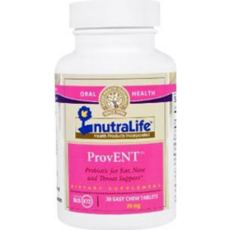 Flavor 30 Tablet NutraLife Kosher ProvENT Probiotic for Ear, Nose and Throat Support Dairy Cherry Flavor - 30 Chewable Tablets ()