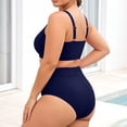 thumbnail image 3 of Plus Size 2 Piece Swimsuit High Waisted Bikini Control Bathing Ribbed 2026 Swimwear Womens Bathing Suits Shorts Set Sports Swimsuits for Women with Zipper in Back Womens Swim Shorts 2x Woman Swimsuit, 3 of 4