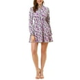 thumbnail image 2 of Allegra K Women's Ruffled Collar Long Sleeve Elastic Waist Ruffle Hem Floral Dress, 2 of 6