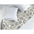 thumbnail image 2 of Bird Print Bed Runner, Vintage Floral Monochrome Outline Motif of English Garden Blossoms, Decorative Accent Bedding Scarf for Hotels Homes & Guest Rooms, King, Eggshell Dark Blue Grey, by Ambesonne, 2 of 3