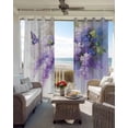 thumbnail image 4 of Blackout Curtains for Bedroom, Lavender Room Darkening Window Drapes for Living Room, Watercolor Purple White Floral Botanical Butterfly Thermal Insulated Grommet Curtains, 52x96 inch, 2 Panels, 4 of 9