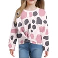 thumbnail image 2 of MKOSPLRT Crop Pullover Tops for Girl Long Sleeve Cow Graphic Sweat Shirts Round Neck Twist Front T Shirts Color Block Blouses Tees, 2 of 6
