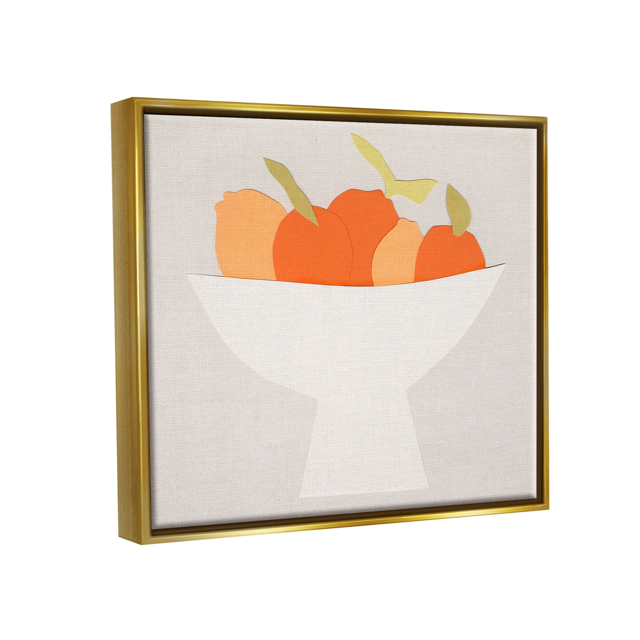 Stupell Industries Contemporary Orange Citrus Fruits Graphic Art Metallic Gold Floating Framed Canvas Print Wall Art, Design by Natalie Sizemore