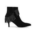 thumbnail image 3 of BLISSFUL STEP Women's Fringe Pointed Toe Stiletto Heel Ankle Boot Black 11, 3 of 6