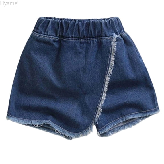 Liyamei Girls Denim Shorts with Stretch and Pockets for Summer Everyday Size 2-9,Blue