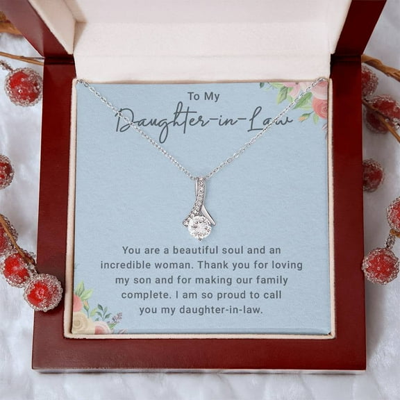 Daughter in Law Gifts From Mom & Dad - Always Keep Me in Your Heart Necklace With Meaningful Message Card & LED Box
