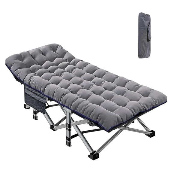Foldable Camping Cots for Adults, Double Layer 1200D 500lb Loading Cot for Sleeping, Heavy Duty Guest Bed with Mattress Carrying Bag (1, Plus Size- Grey)
