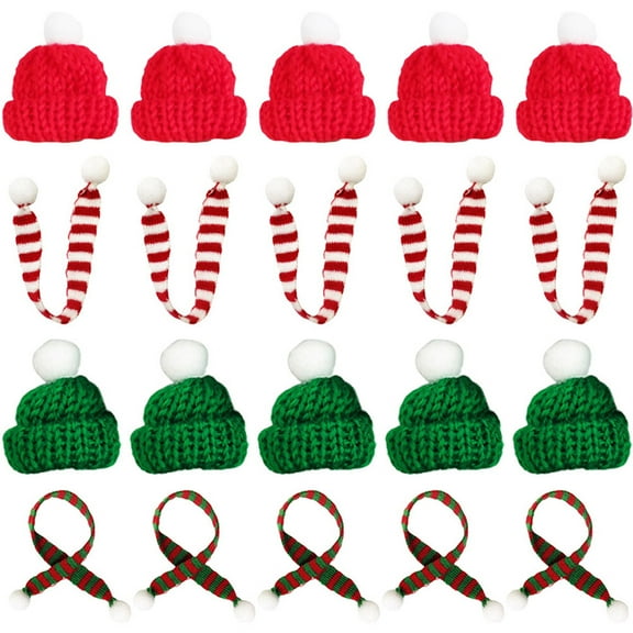 20 Pcs Mini Christmas Scarf Tiny Scarves for Crafts Hat Set
