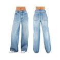 thumbnail image 6 of Womenacute;s Casual Loose Jeans Breathable Wide-Leg Pants with Pockets (Dark Blue), 6 of 7
