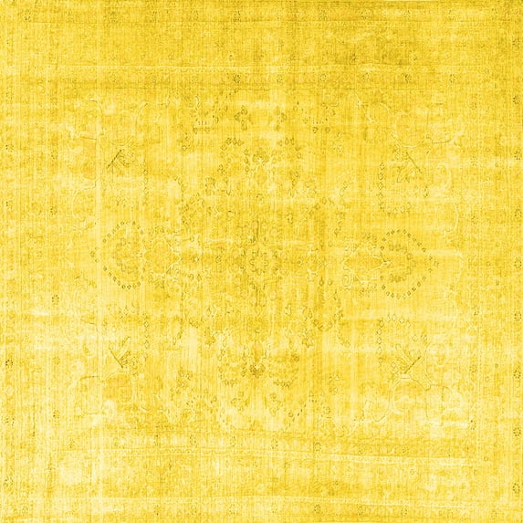 Ahgly Company Indoor Square Persian Yellow Traditional Area Rugs, 5' Square