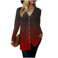 thumbnail image 6 of idosla Long Sleeve Cardigan for Women Casual Gradation Pockets Button Down Loose Fall Lightweight Hiking Trendy Jacket (Wine, 3XL), 6 of 8