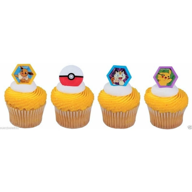 24 POKEMON I CHOOSE YOU CUPCAKE RINGS CAKE TOPPERS