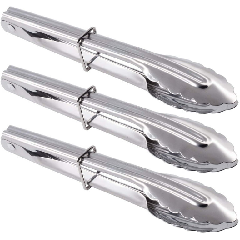 Stainless Steel Utility Food Tongs Set Kitchen Metal Tongs for Cooking  Grilling Barbecue BBQ and Serving Salad (9 Inch 3 Pieces) 
