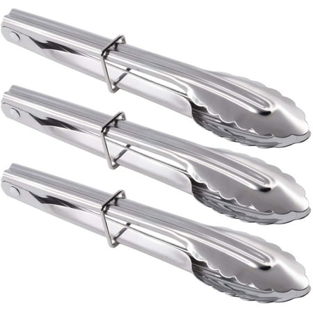 

Small Stainless Steel Serving Tongs 9-Inch Salad Tongs Set of 3 (Silver)