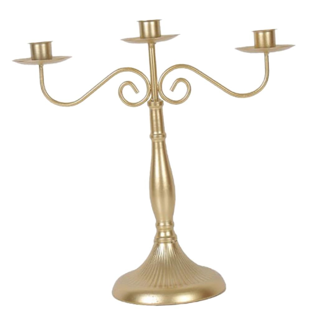 Vintage Pillar Candle Holder Candlestick Candlelight Dinner Decor Golden, L Golden, L