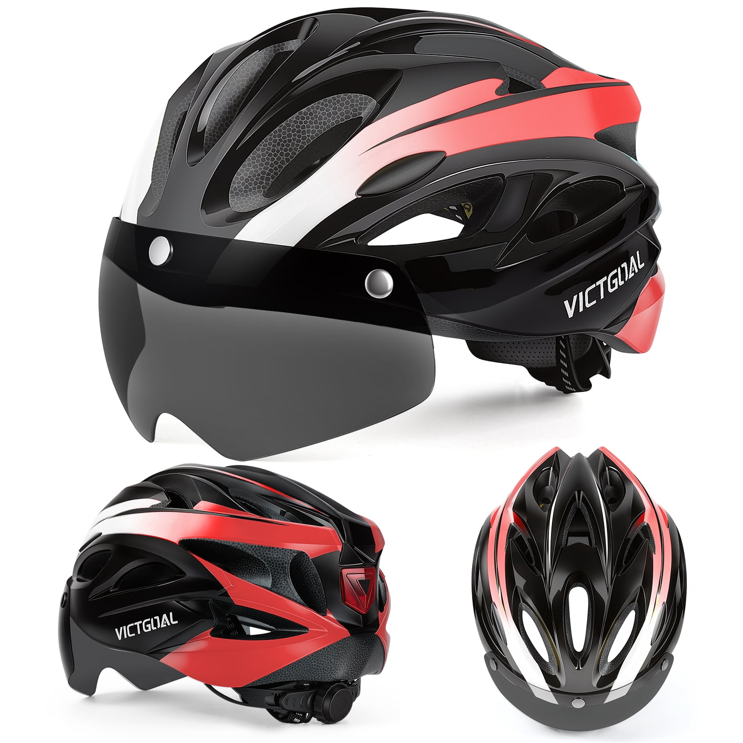 VICTGOAL Bike Helmet for Adults with Light and Goggles Lightweight MTB Road Bicycle Helmets for Men Women Cycling Ebike Scooter