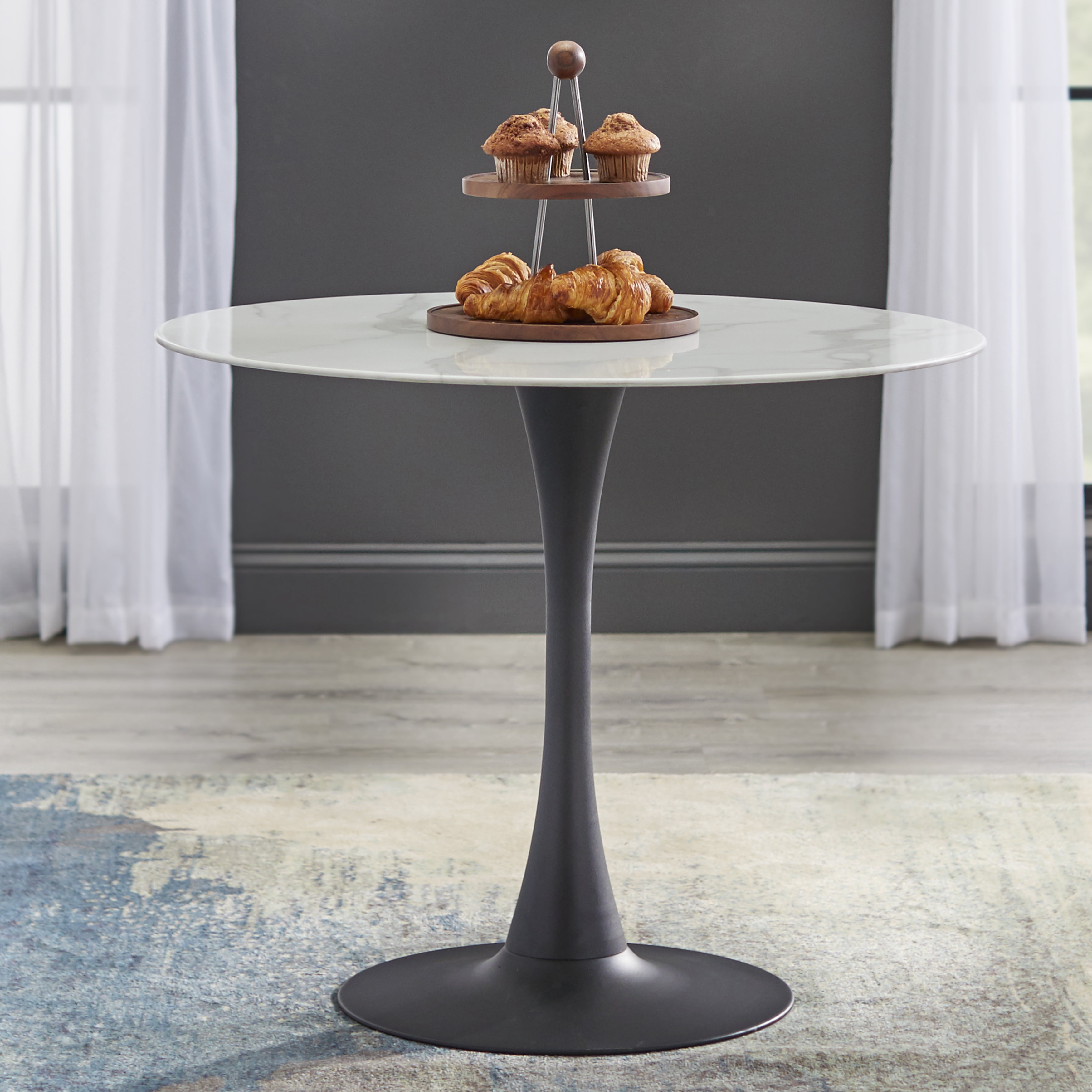 TMS Rho 5-piece Round Dining Set, White and Gray